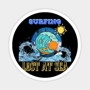 Lost at Sea Surfing Design Magnet